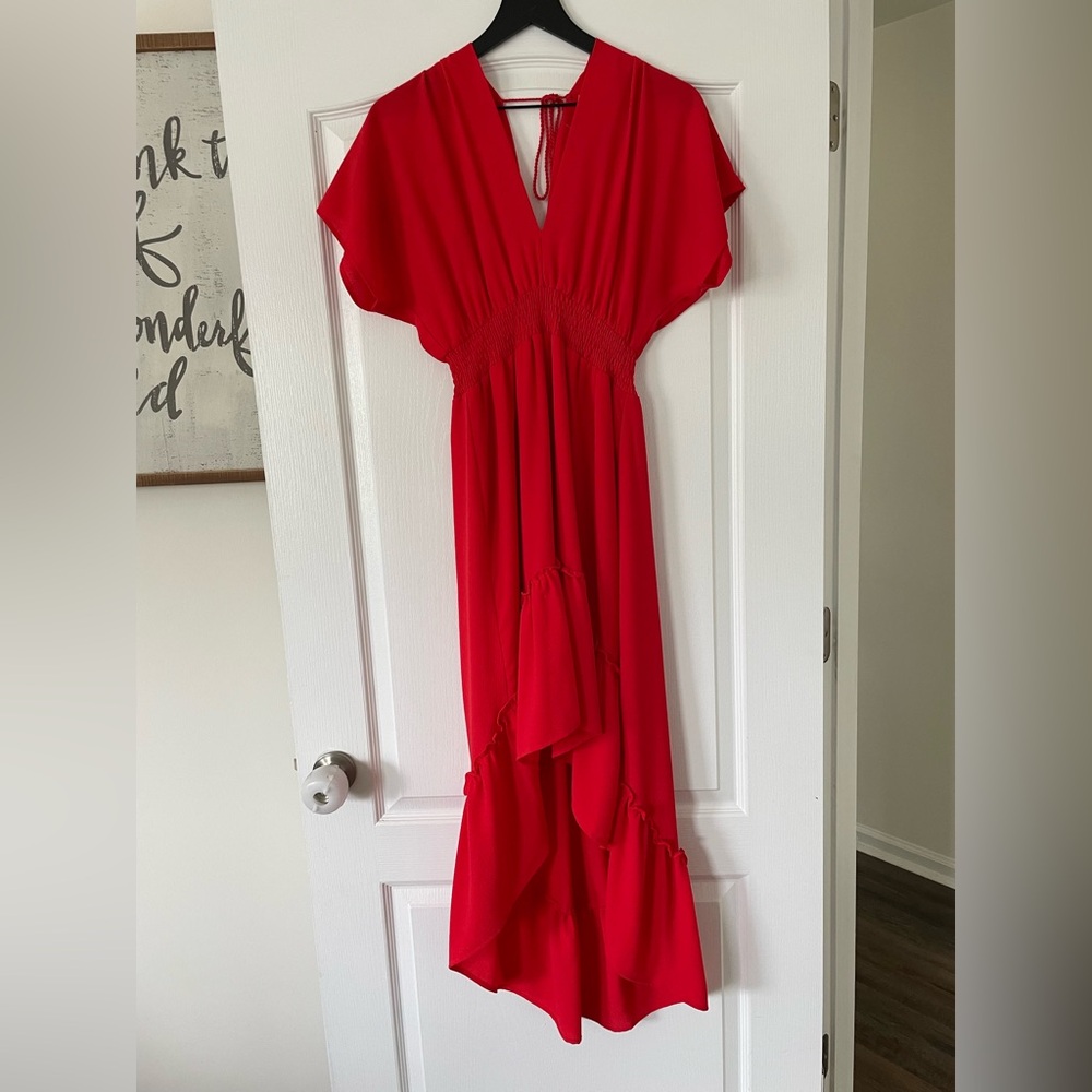 Flying Tomato - Red High-Low Fiesta Midi Dress - Size Small